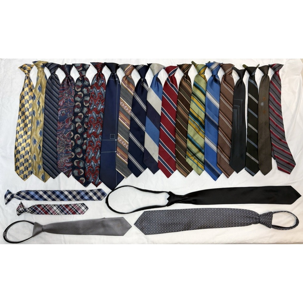 Lot of 24 Men's Vintage Clip-On Ties Multi Color Multi Brand Multi Size 3 REPP